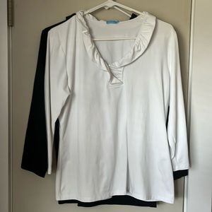I.McLaughlin set of two Durham 3/4 sleeve ruffle top